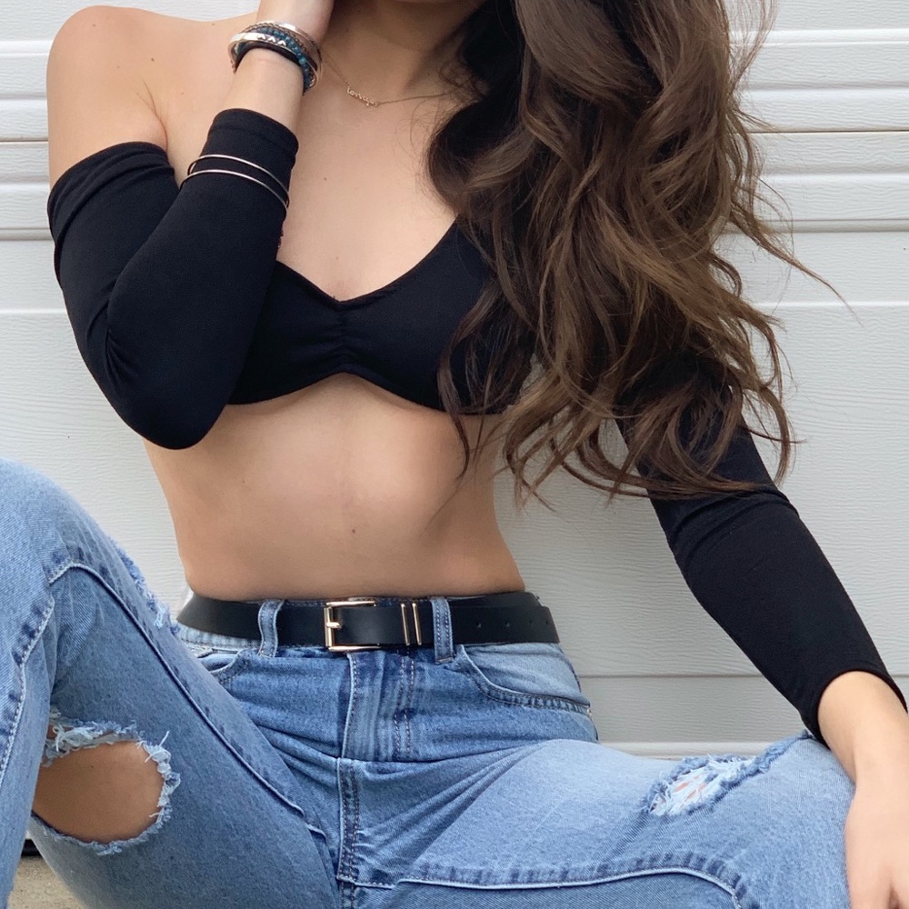 Black one shoulder top